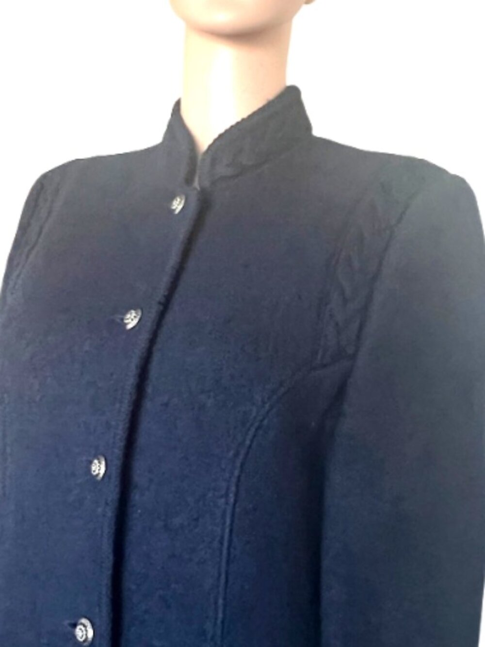 Brooks Brothers Navy All‑Wool Woman's Coat – Classic Tailored Long Coat Sz L - Picture 3 of 6